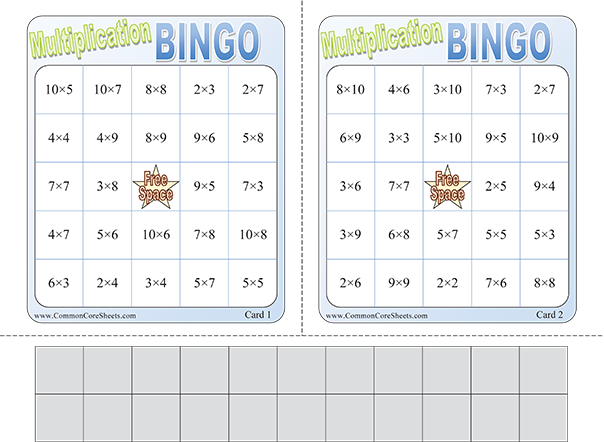 Fun Worksheets - Multiplication Bingo worksheet